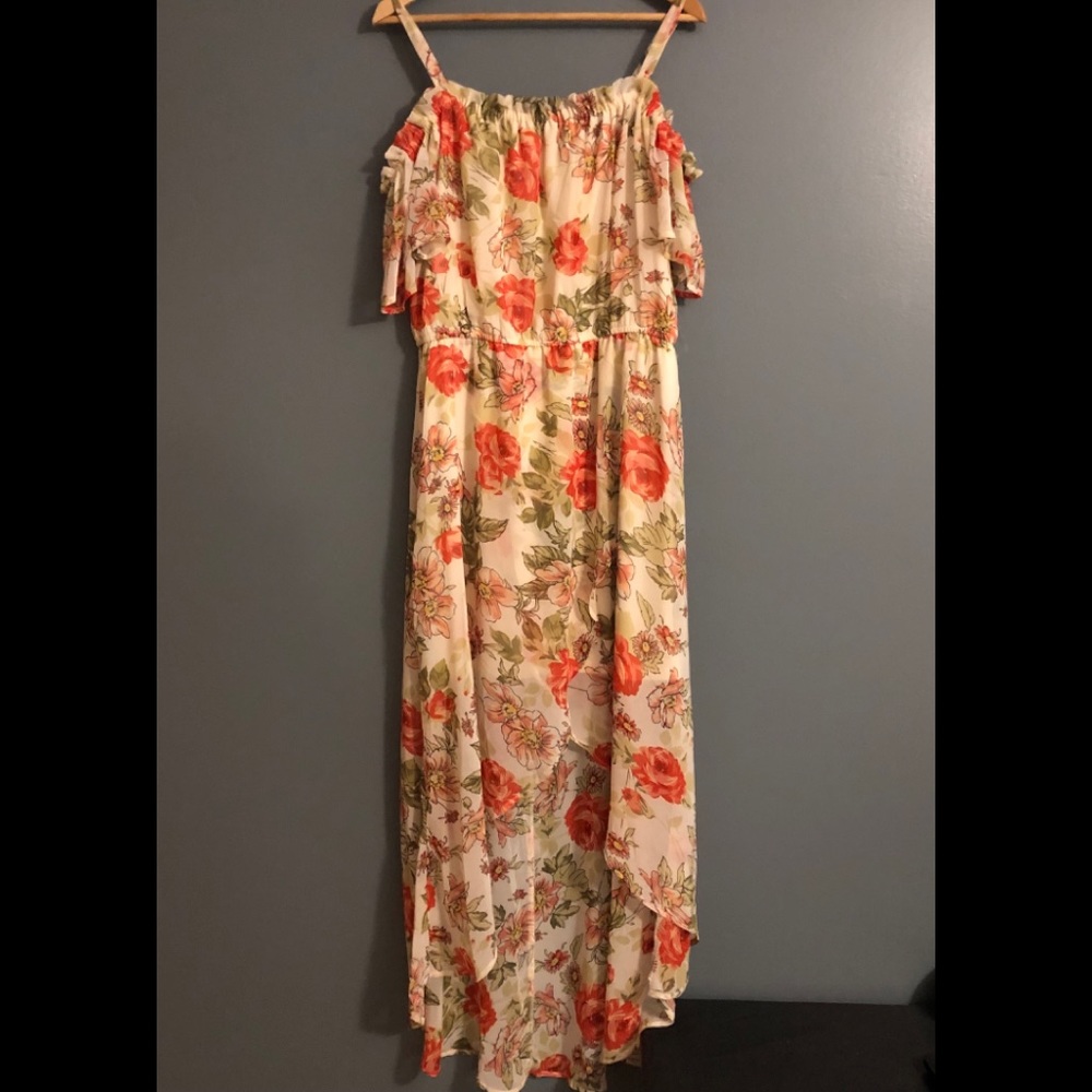 Floral high low midi dress